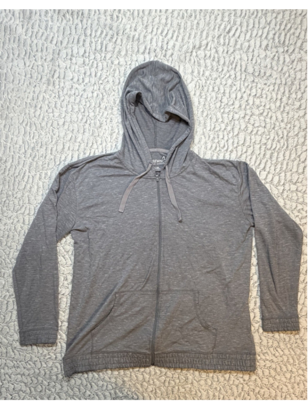 Hanes Women’s XL Gray Full Zip Hoodie Solid Knit Long Sleeve Pockets